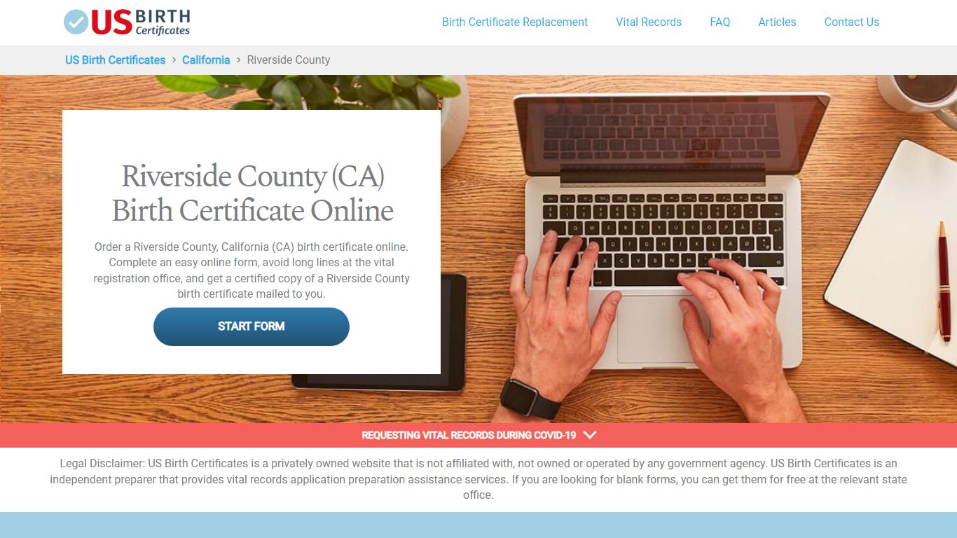 Riverside County (CA) Birth Certificate Online