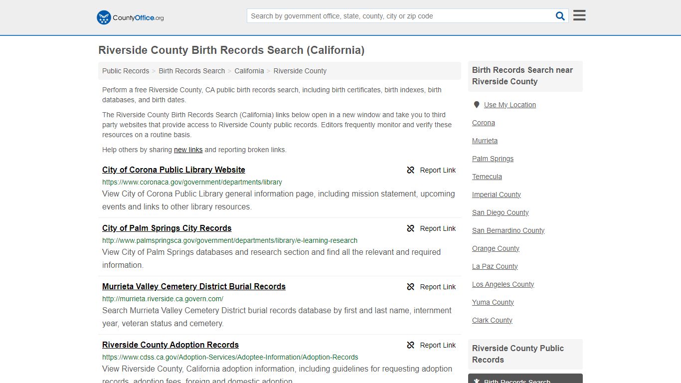 Birth Records Search - Riverside County, CA (Birth Certificates ...