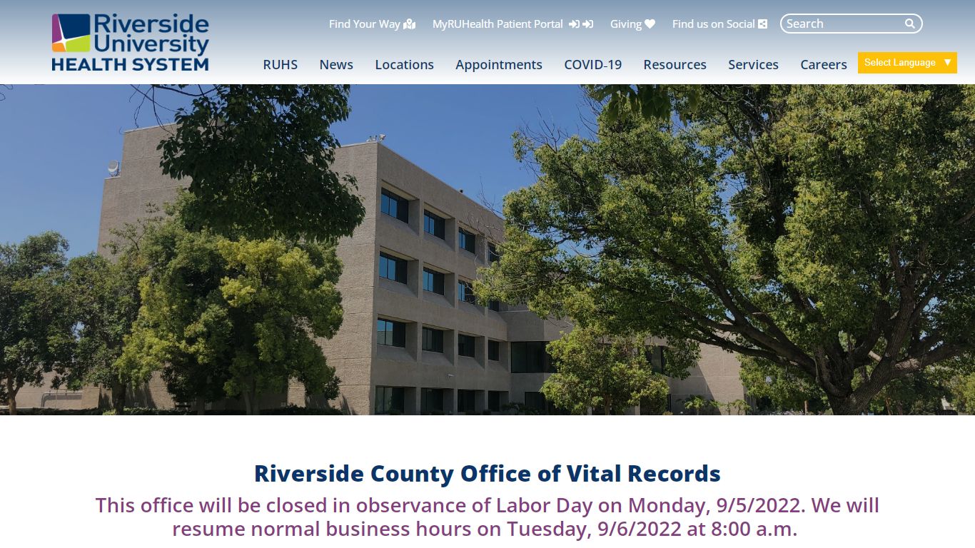 Riverside County Office of Vital Records | Riverside University Health ...